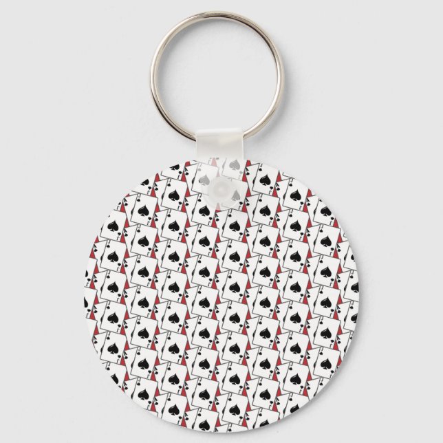 Blackjack Spades Red Large Keychain (Front)