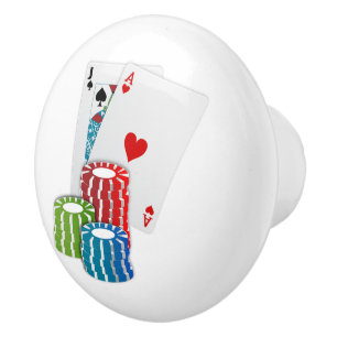 Blackjack with Poker Chips Ceramic Knob