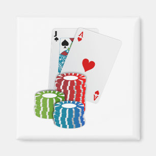 Blackjack with Poker Chips Magnet