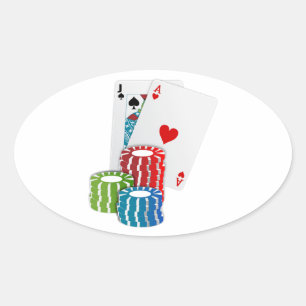 Blackjack with Poker Chips Oval Sticker