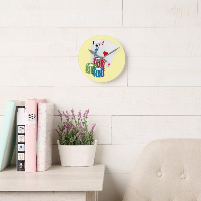 Blackjack with Poker Chips Round Clock (Reading Room)