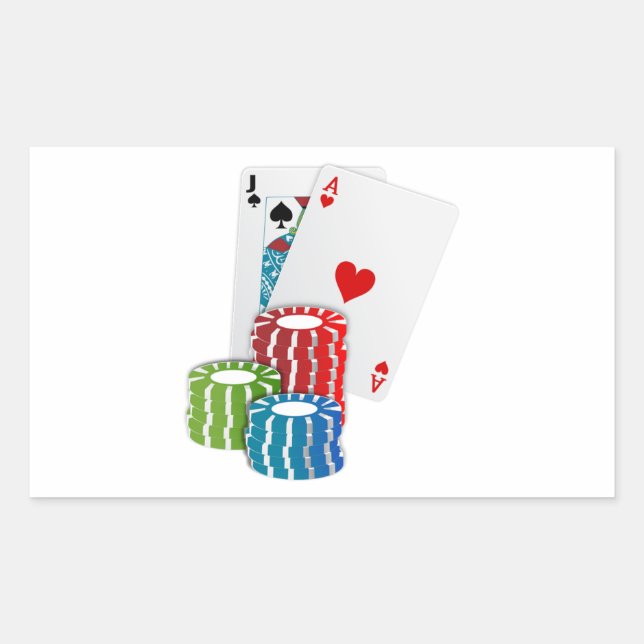 Blackjack with Poker Chips Sticker (Front)