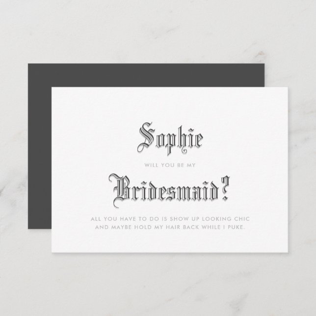 Blackletter Bridesmaid Invitation (Front/Back)