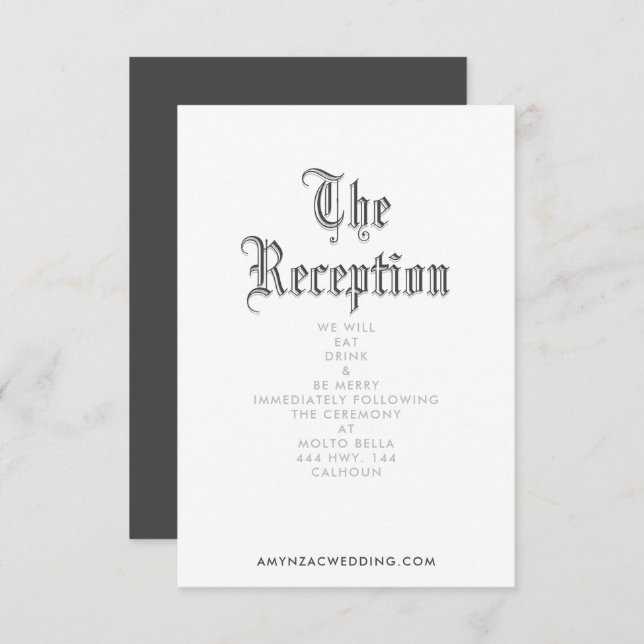 Blackletter Reception Enclosure Card (Front/Back)