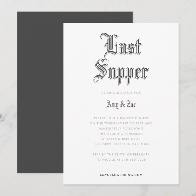 Blackletter Rehearsal Dinner Invitation (Front/Back)