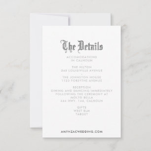 Blackletter Wedding Details Enclosure Card