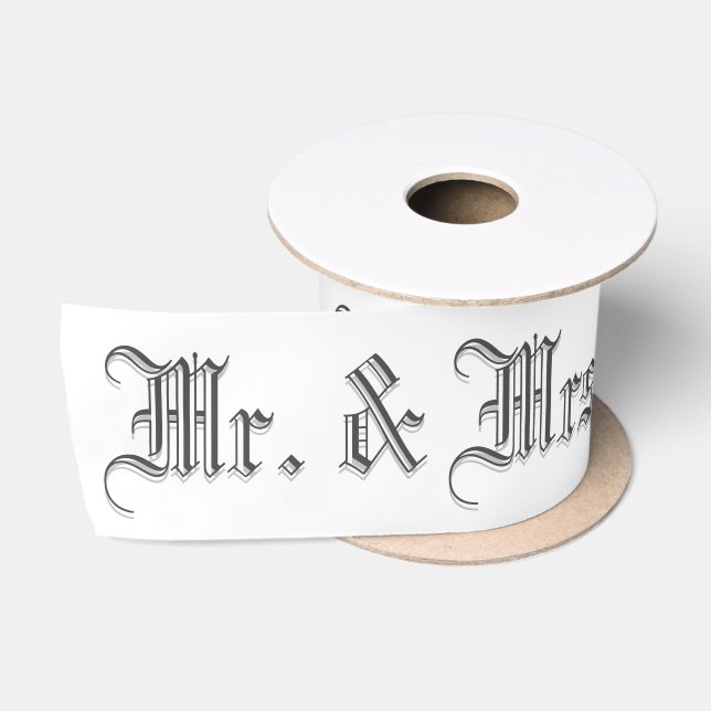 Blackletter Wedding Words Satin Ribbon (Spool)