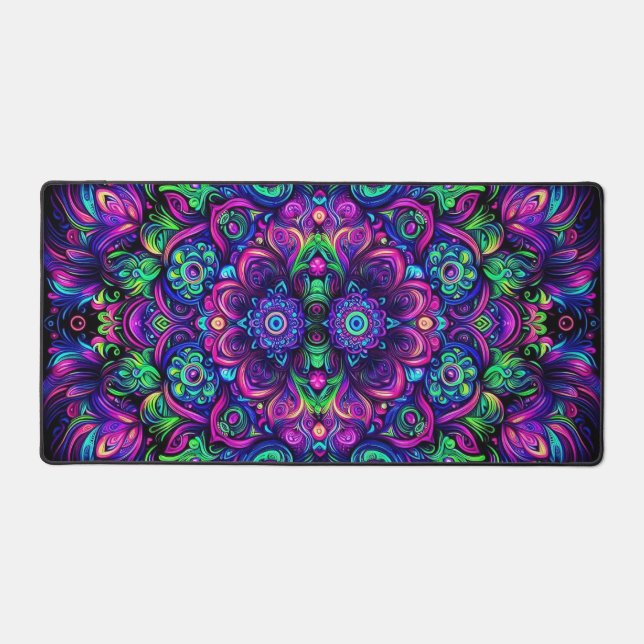 Blacklight Camo, neon camouflage Desk Mat (Front)