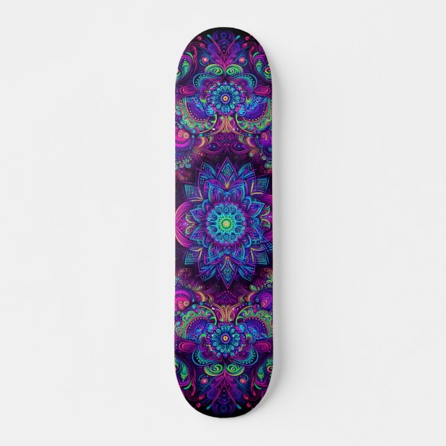 Blacklight Graffiti Pattern Skateboard (Front)