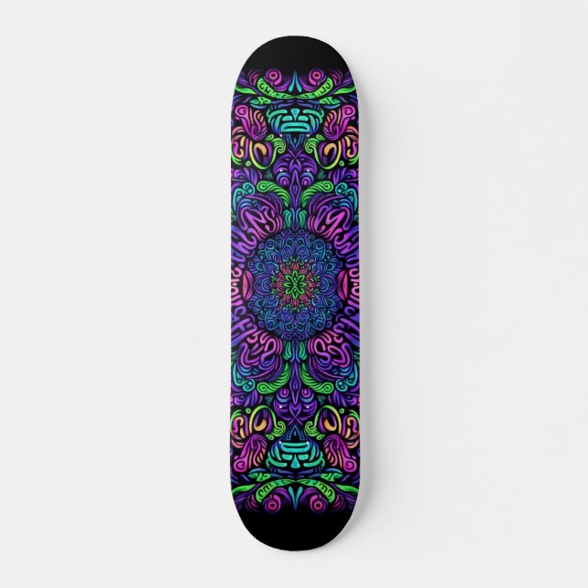 Blacklight Graffiti Pattern Skateboard (Front)