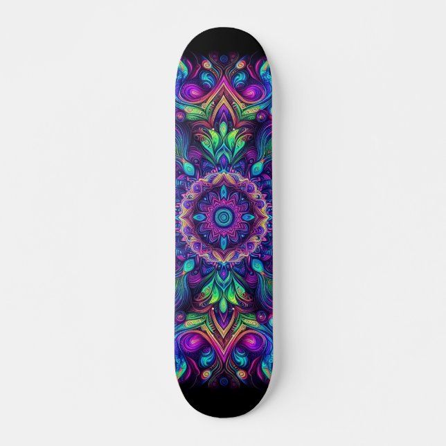 Blacklight Graffiti Pattern Skateboard (Front)