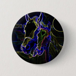 Blacklight Horses 2 Inch Round Button