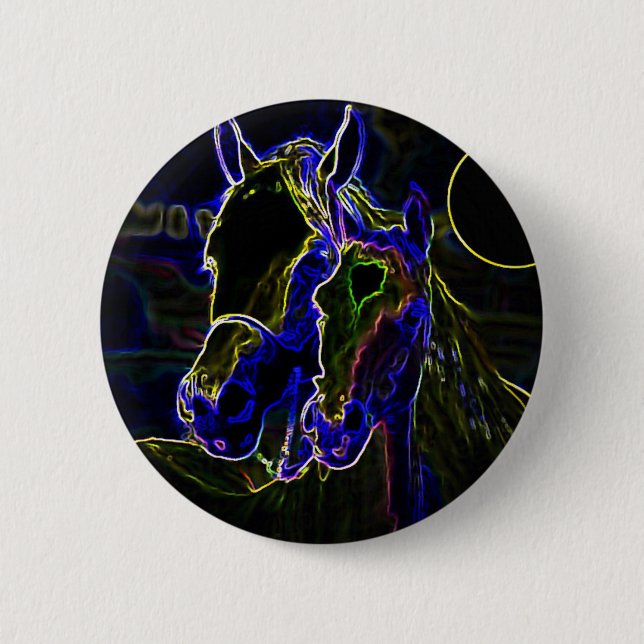 Blacklight Horses 2 Inch Round Button (Front)