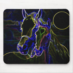 Blacklight Horses Mouse Pad