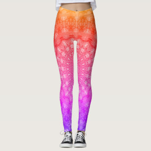 Blacklight Rainbow Rose Mandala Leggings