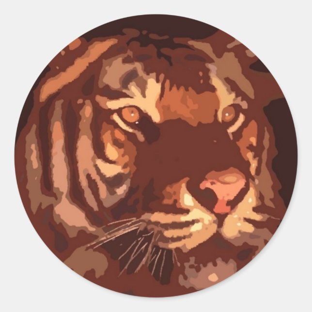 Blacklight Tiger Face Classic Round Sticker (Front)