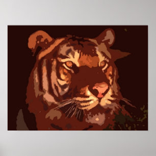 Blacklight Tiger Face Print Poster