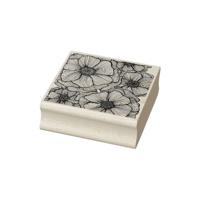 Blackline Flower Rubber Stamp (Stamp)