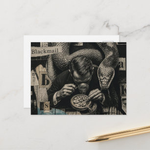 Blackmail Mixed Media Collage Postcard