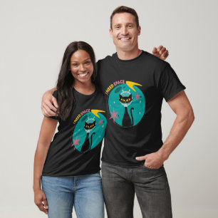 BlackMid Century Modern I Need Space Cat T-Shirt