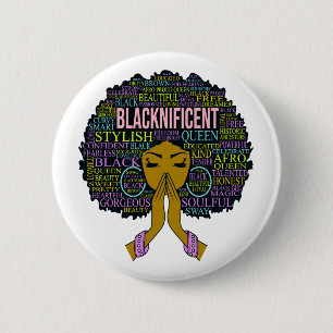 Blacknificent Black Queen Melanin Sista Girl Magic 2 Inch Round Button