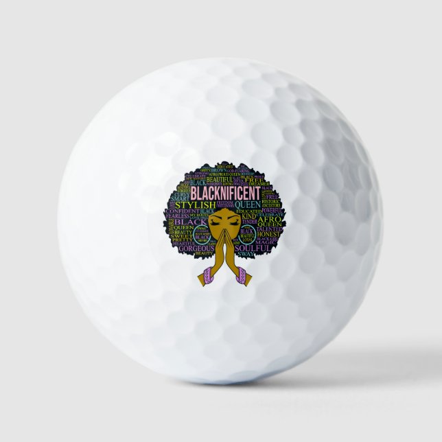 Blacknificent Black Queen Melanin Sista Girl Magic Golf Balls (Front)