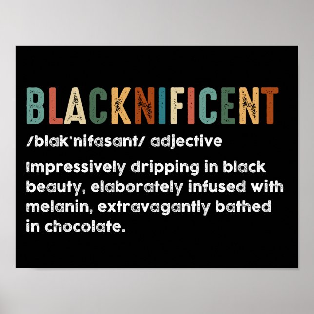 Blacknificent Funny Definition Black History Month Poster (Front)