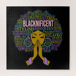 Blacknificient Black Praying Queen Melanin Sista Jigsaw Puzzle