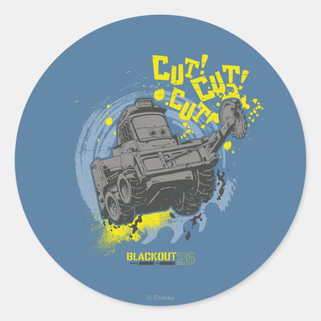 Blackout Cut! Cut! Classic Round Sticker (Front)