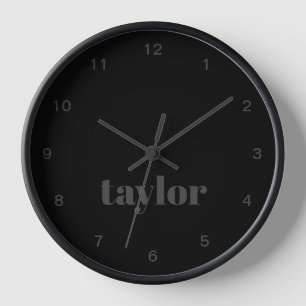 Blackout Modern Minimalist Trendy Personalized Clock