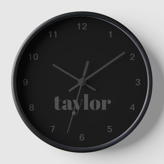 Blackout Modern Minimalist Trendy Personalized Clock (Front)