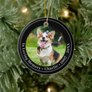 BlackPawprints On Heart In Loving Memory Pet Photo Ceramic Ornament