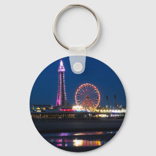Blackpool Beach Lights at Night Keychain
