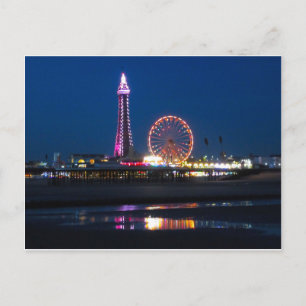 Blackpool Beach Lights at Night Postcard