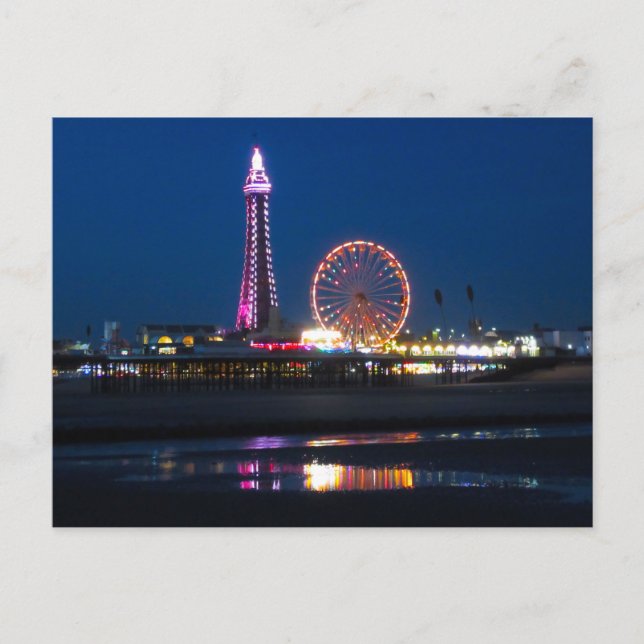 Blackpool Beach Lumières de nuit Carte postale (Devant)