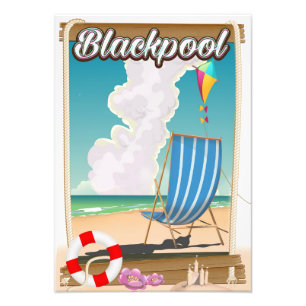 Blackpool beach seaside travel poster