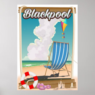 Blackpool beach seaside travel poster