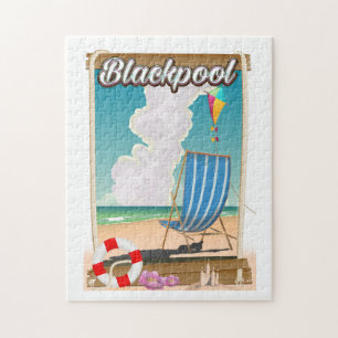 Blackpool beach seaside travel poster postcard jigsaw puzzle