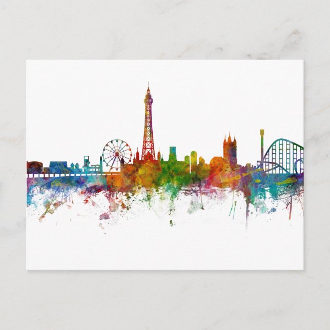 Blackpool England Skyline Postcard (Front)