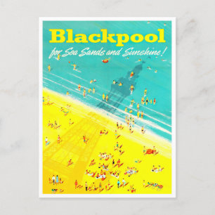 Blackpool England vintage travel Postcard