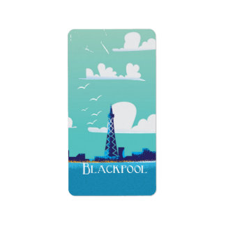 Blackpool, England vintage travel poster Label