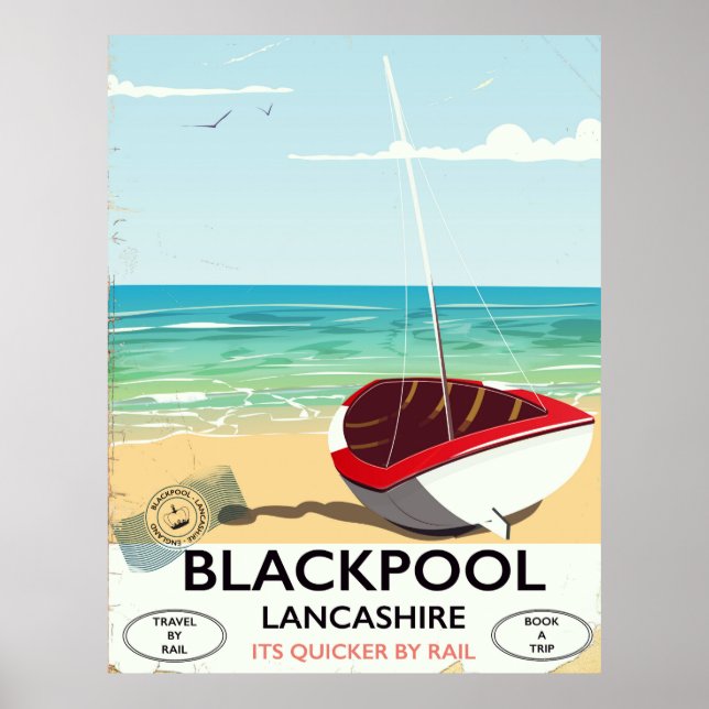 Blackpool, lancashire, affiche ferroviaire (Devant)