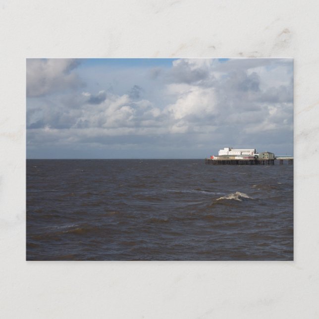 Blackpool Pier and Stormy Sea Postcard (Front)