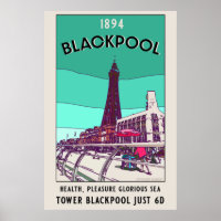 Blackpool Seaside Resort England Vintage Art