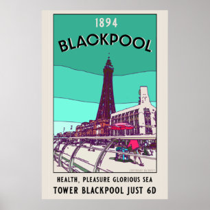 Blackpool Seaside Resort England Vintage Art Poster