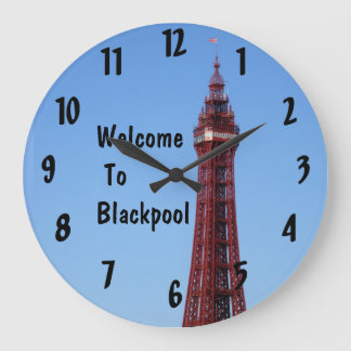 Blackpool Tower Blue Sky Day  Large Clock