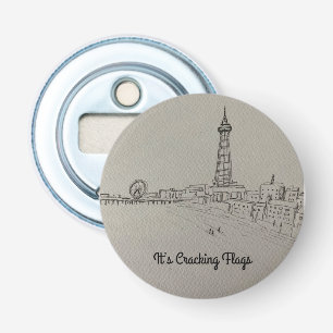 Blackpool Tower It’s Cracking Flags original art Bottle Opener