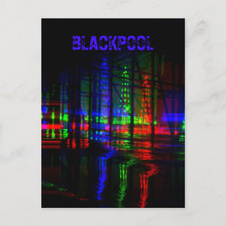 Blackpool Tower water Reflection, Red, Green, blue Postcard