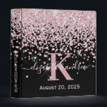 BlackRose Gold Diamond Glitter Monogrammed Wedding Binder<br><div class="desc">Elegant, Glam, Bling Girly Shiny pink rose gold glitter diamond confetti custom personalized monogrammed wedding album 3 ring binder on black. Features a faux pink rose gold and white diamonds confetti. Beautiful name template in hand lettering calligraphy script font with swashes. Personalize your name and monogram initial. Please note: this...</div>