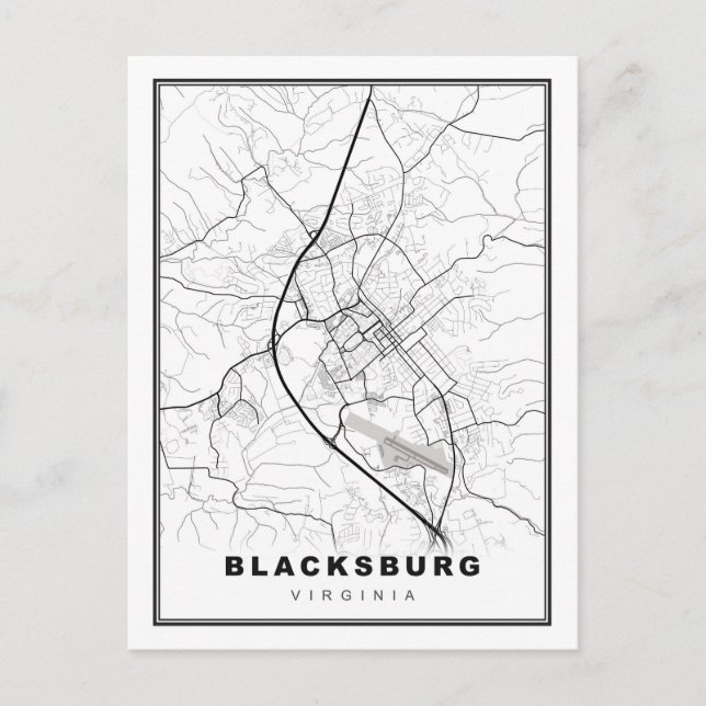 Blacksburg Map Holiday Postcard (Front)